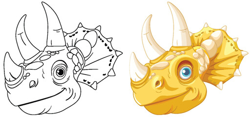 Vector illustration of dinosaur heads