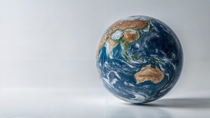 A globe with a world map on it and the earth has a blue area around it.