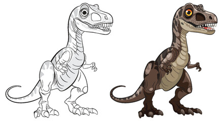 Color and outline versions of a dinosaur