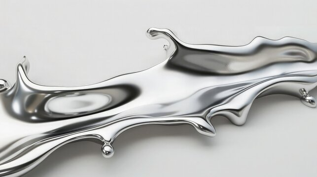 A sleek silver color splash isolated on a white background, giving a modern and sophisticated look. The splash shimmers as it spreads.