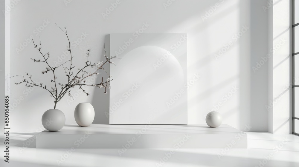 Poster elegant mockup setup with decorative elements for a sophisticated presentation.