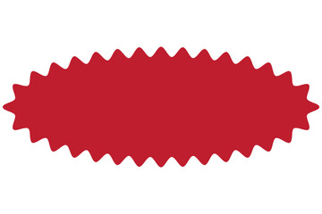 Red starburst, sunburst, burst, badge, sticker, stamp, seal or label, flat vector icon, design element.