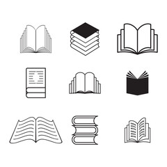 set of various book shapes, vector logo icons