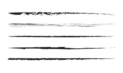 Brush underline stroke set. Mark brush line paint vector stroke. Hand drawn texture pencil, pen underline. Vector illustration