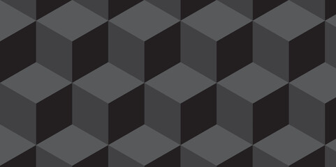 Seamless abstract Black and gray background from cubes and lines. Geometric tiles and mosaic creative stylish seamless pattern block cube background. minimal hexagon Cubes mosaic shape vector design.