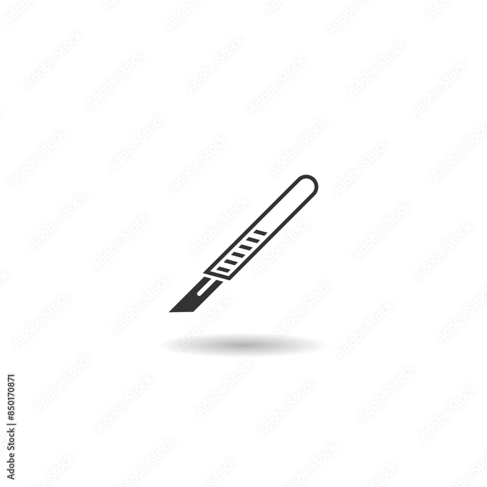 Poster scalpel simple icon with shadow