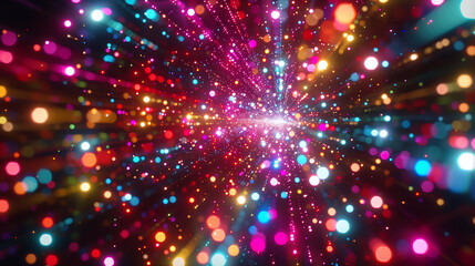 Fototapeta premium A vibrant burst of colorful lights, with each light blending seamlessly into the next, forming a stunning abstract pattern