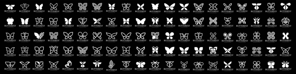 set of creative abstract butterfly logo design. Vector illustration