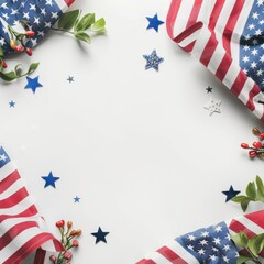 Fototapeta premium Simple white background with subtle Patriot Day decorations.