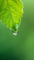 Fototapeta premium A leaf with a drop of water on it