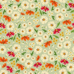 Hand Drawn Botanical Seamless Pattern. Artistic Floral Print Design. Wildflowers Seamless Pattern for Textile Design, Fabric, Surface, Prints. Vector Floral Background