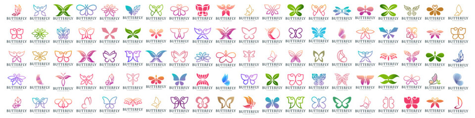 set of creative abstract butterfly logo design. Vector illustration