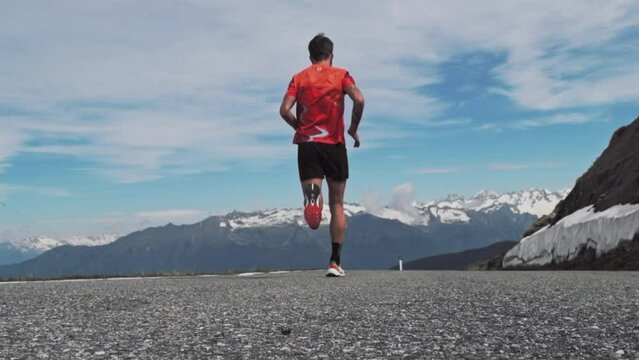 Marathon runner in slow motion