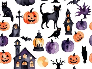 Spooky Halloween Decorations WATERCOLOR