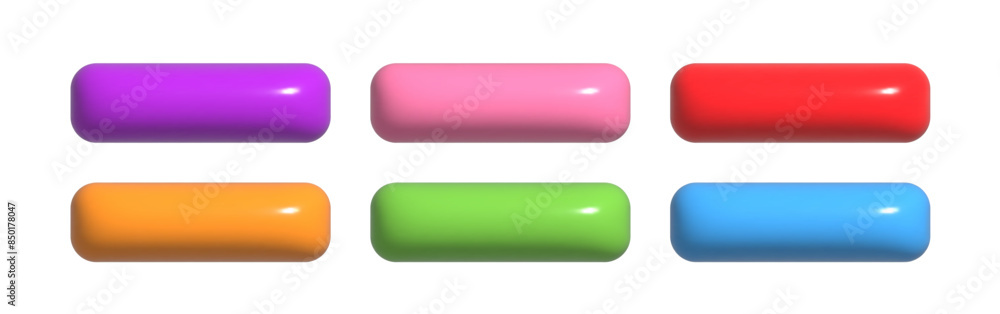 Poster list menu button set. colorful realistic 3d design element collection.