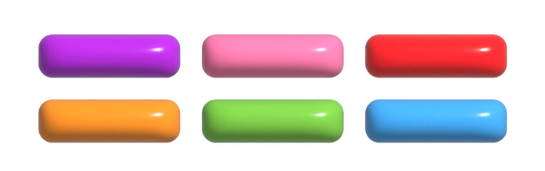 List menu button set. Colorful realistic 3d design element collection. 