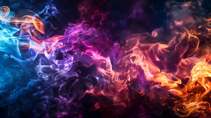 Colorful bursts of smoke against a dark background, creating dynamic and captivating patterns