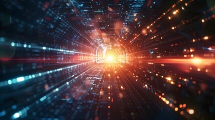 Fototapeta premium Abstract science fiction futuristic background with lens flare, representing the concept of space or time travel over bright lights.