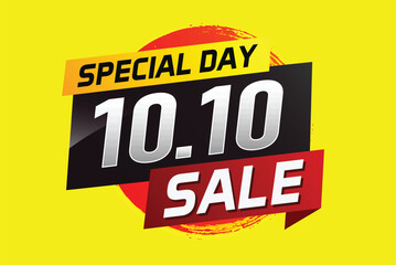 10.10 Special day sale word concept vector illustration with ribbon and 3d style for use landing page, template, ui, web, mobile app, poster, banner, flyer, background, gift card, coupon

