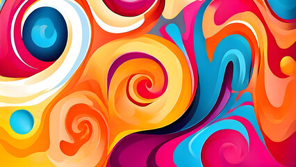 Fototapeta premium Vibrant and Dynamic Colorful Abstract Art with Flowing Wave Patterns and Radiant Hues. Lively and Colorful Abstract Composition Featuring Fluid Wave Forms and Vibrant Hues. Colorful wave designs