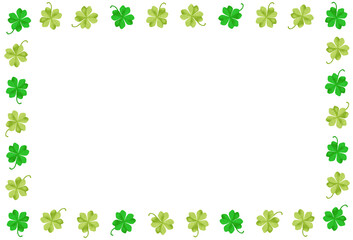 四葉のクローバー　フレーム　素材　枠　飾り枠　飾り罫　見出し　囲み　タイトル　ポップ　おしゃれ　シンプル　白背景　白バック　透過