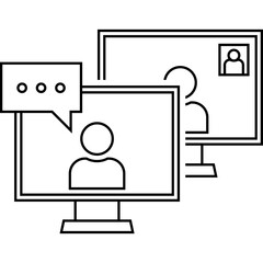 Online Meeting Line Icon