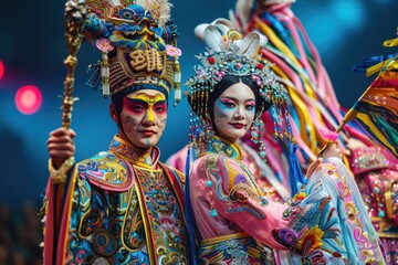 Obraz premium Traditional Chinese culture, Peking Opera facial makeup and actors