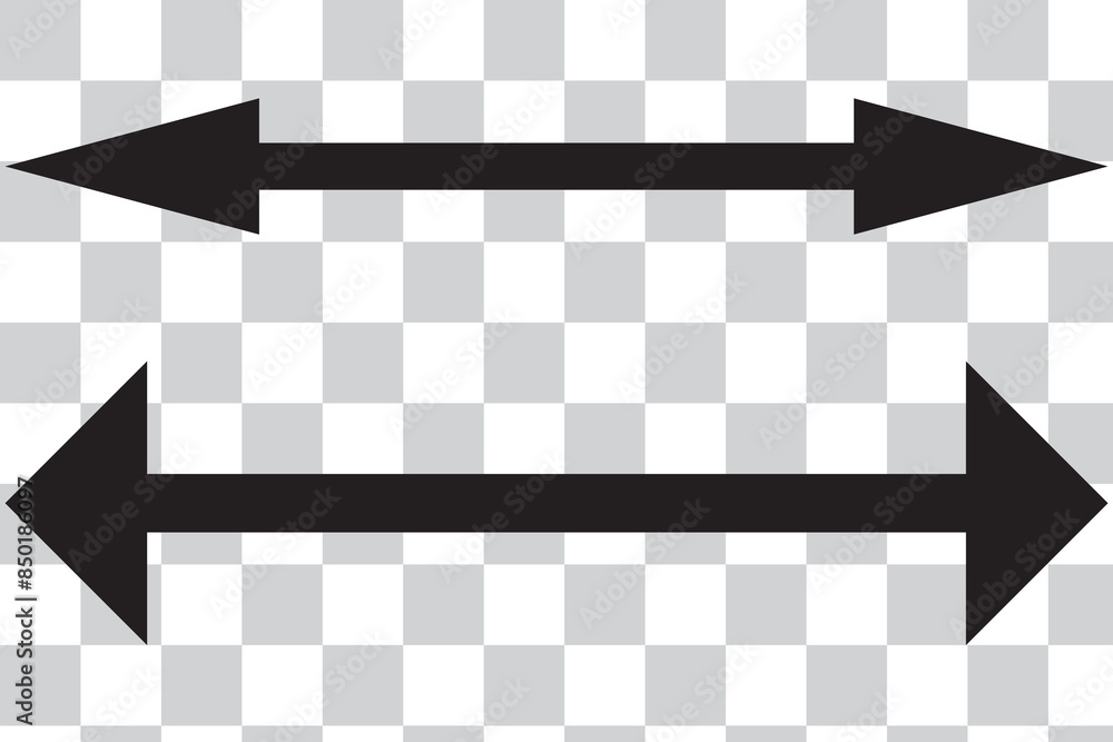 Poster long arrow linear vector icon. black outline horizontal double arrow. vector 10 eps.