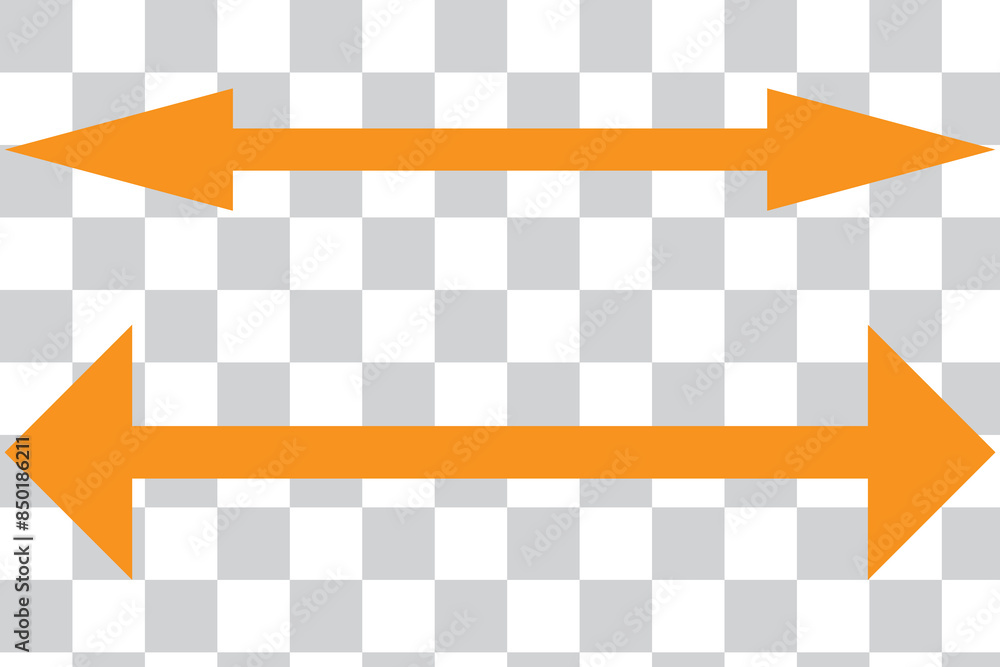 Poster long arrow linear vector icon. black outline horizontal double arrow. vector 10 eps.