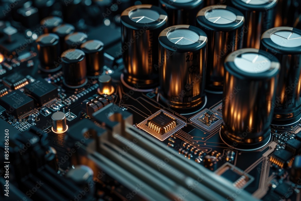Aufkleber a detailed view of a computer motherboard's internal components and circuitry