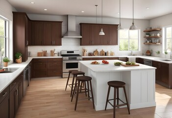 Lifelike 3D visualization of an inviting, ergonomic kitchen space