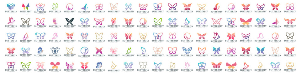 set of creative abstract butterfly logo design. Vector illustration