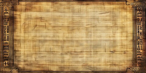 Vintage Egyptian papyrus background with delicate scrolls and hieroglyphic patterns. Concept Ancient Egypt, Papyrus Scrolls, Hieroglyphics, Vintage Background, Egyptian Art