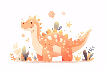 Cute dinosaur illustration, children education concept illustration
