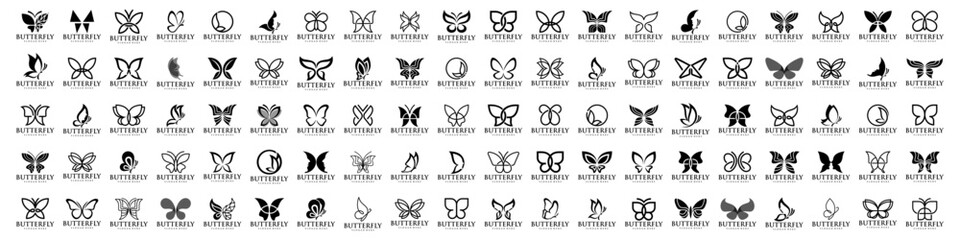 set of creative abstract butterfly logo design. Vector illustration