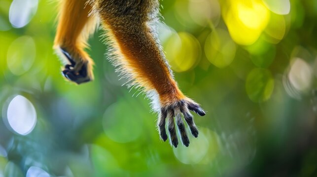 A monkey's hand reaching out to grab something.