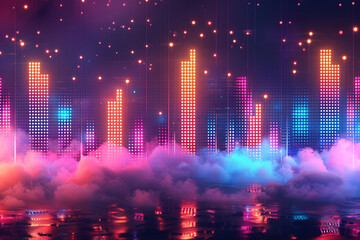 Data technology background, music sound wave abstract background concept illustration