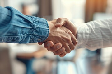 Two people in shirts shaking hands