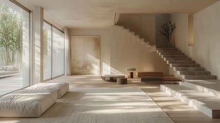 Obraz premium A modern room bathed in natural light