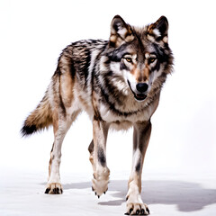 Obraz premium Gray Wolf in white background
