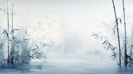 Chinese traditional Chinese style abstract mountain forest bamboo poetic ink painting