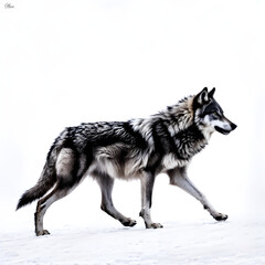 Fototapeta premium Gray Wolf in white background