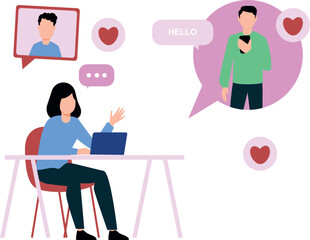 A girl is having a group video call.