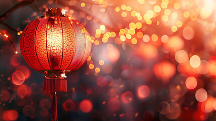 Obraz premium New Year lanterns background, Spring Festival New Year traditional festival celebration concept illustration