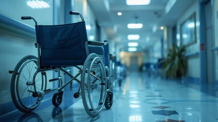 Wheelchairs in Hospital Waiting for Patient Services in a Healthcare Facility
