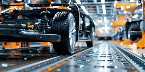 Fototapeta premium Advantages of lithium-ion batteries for power storage and efficiency in electric vehicle modules. Concept Energy efficiency, High power capacity, Lightweight, Long lifespan, Fast charging