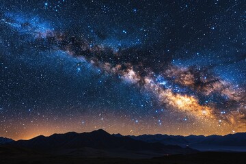 Fototapeta premium Galaxy and Far Mountains