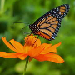 Naklejka premium monarch butterfly on flower
