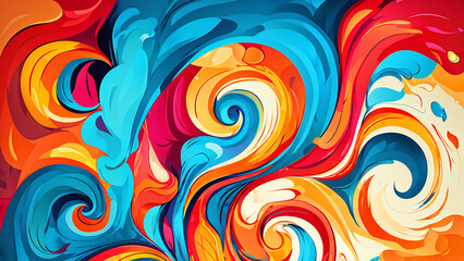 Fototapeta premium Vibrant and Dynamic Colorful Abstract Art with Flowing Wave Patterns and Radiant Hues. Lively and Colorful Abstract Composition Featuring Fluid Wave Forms and Vibrant Hues. Colorful wave designs