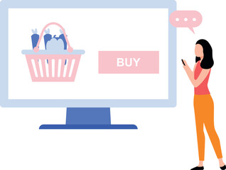 Girl is buying vegetables online.